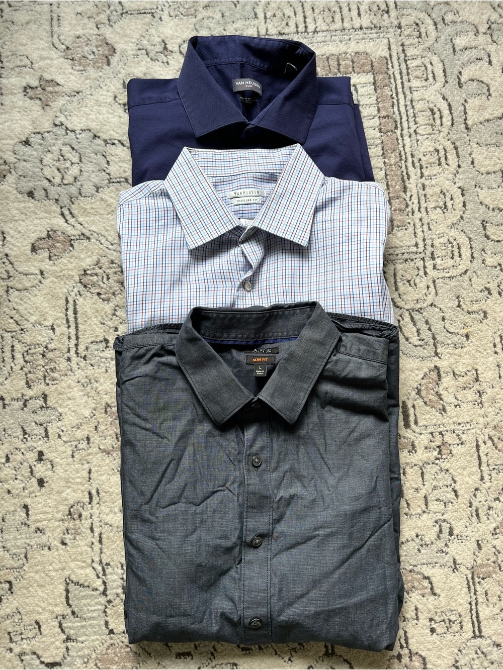 Bundle of 3 Men’s Dress Shirts Van Heusen, Apt. 9, Size 16-16.5 Neck, L